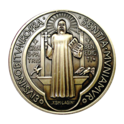 Saint Benedict medal, saint side — existing site artwork