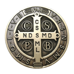 Saint Benedict medal, cross side — existing site artwork